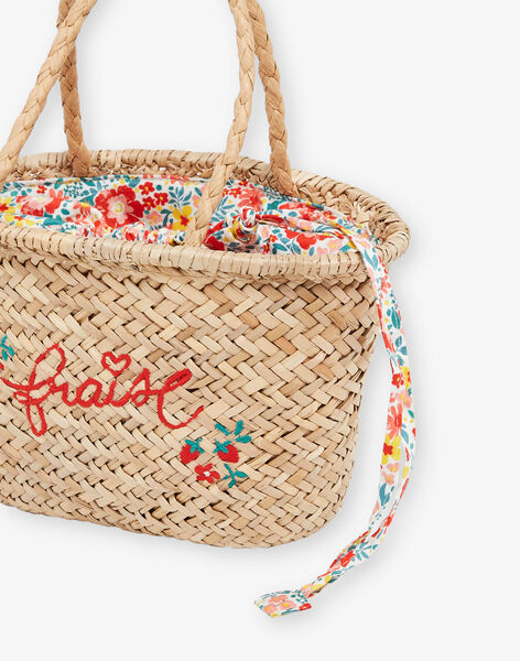 Sac panier en paille brodé Fraise FEPANIETTE / 23E4PFB1BES009