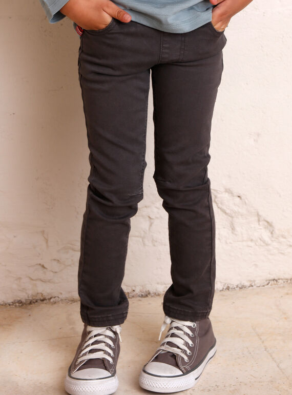 Pantalon gris foncé 5 poches enfant garçon ZAZITAGE2 / 21E3PGK1PAN942
