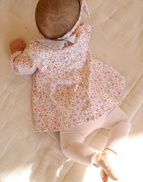 Ensemble robe, bandeau et legging écru à fleurs FOSTINE / 23E0CF73ENS321