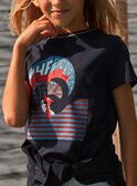 T-shirt bleu marine avec vague et surfeur FOWAVAGE / 23E3PGC1TMC070