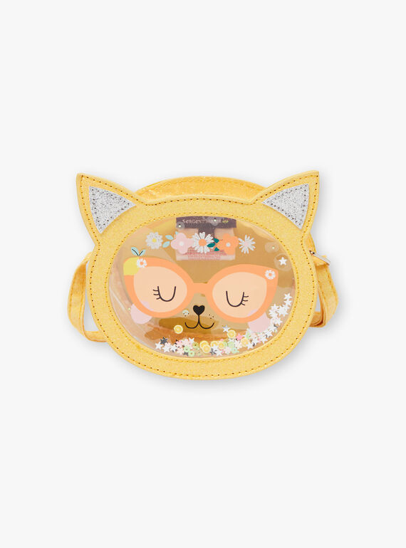 Sac bandoulière jaune tête de chat enfant fille ZITRONETTE / 21E4PFO1BESB104
