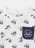 T-shirt blanc imprimé raton laveur à manches longues Bébé Garçon NAIVAN / 25H1BGP1TMLA015