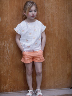 Short orange à ceinture en serge de coton enfant fille ZIJOETTE / 21E2PFO1SHO406