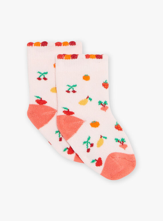 Chaussettes à bouclettes rose à fruits FADENISE / 23E4BFB1SOQ318