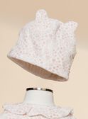Grenouillère et son bonnet en velours rose poudré et écru 23E5BF91GRE001