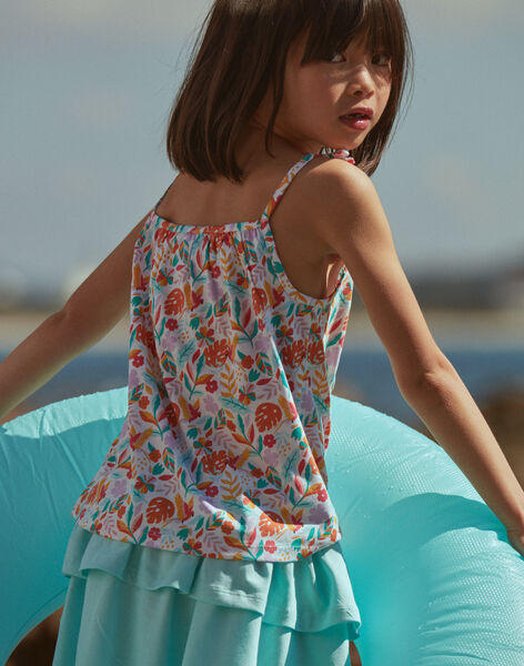 Débardeur et jupe short turquoise et orange en jersey FRUTETTE / 23E2PFU4ENS001