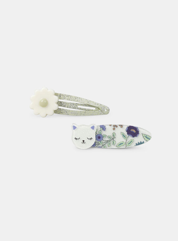 Barrettes chats et fleurs pailletées MRABARETTE / 25E4PFN1BRT001
