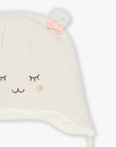 Bonnet beige à motif tête d'animal brodé DISARAH / 22H4BFN2BONA011