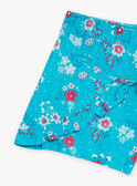 Short bleu turquoise imprimé fleuri enfant fille CAUSHOETTE 2 / 22E2PFT4SHO202