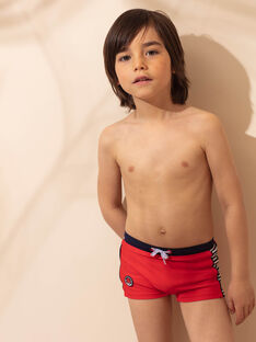 Boxer de bain rouge à rayures enfant garçon ZYBOXAGE / 21E4PGR2MAI505