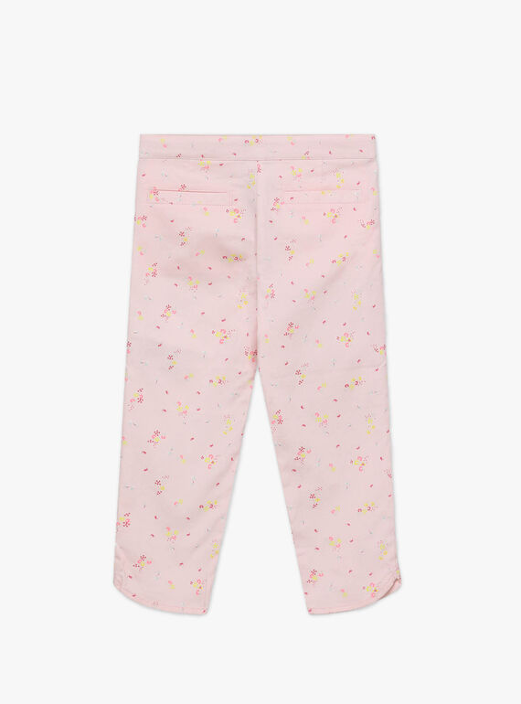 Pantacourt rose imprimé fleuri enfant fille TYPOETTE / 20E2PFJ1PCO321