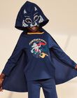 Pyjama deux pièces bleu foncé en coton avec cape tête de loup FLORIAGE2 / 23E5PG41PYT705