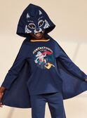 Pyjama deux pièces bleu foncé en coton avec cape tête de loup FLORIAGE2 / 23E5PG41PYT705