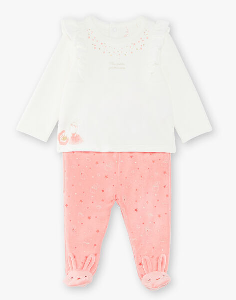 Pyjama En Velours Ecru Bebe Fille