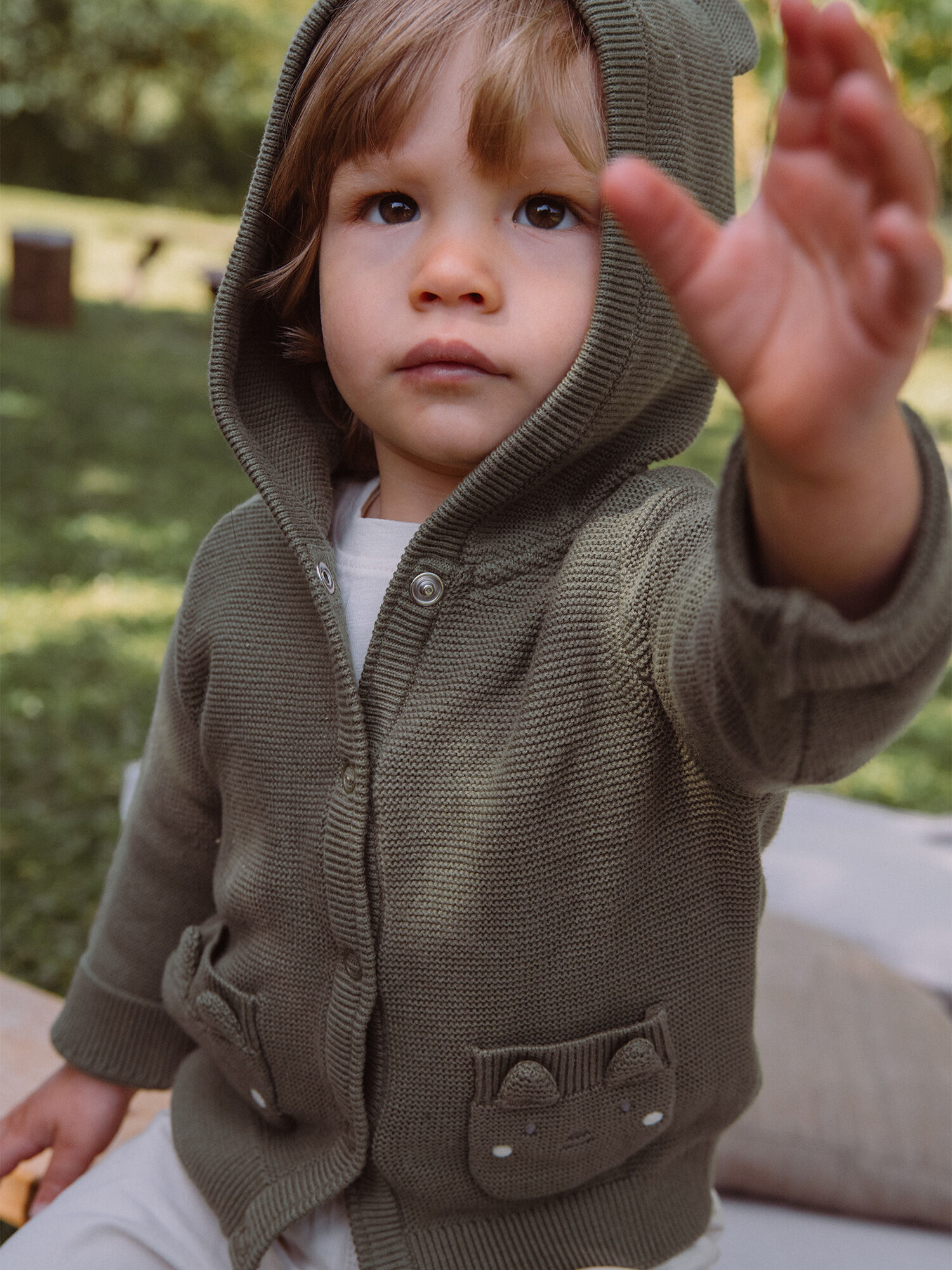 Gilet capuche kaki en tricot Gar on Sergent Major