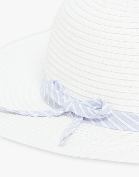 Chapeau effet paille bleu clair avec bande rayée en lurex argenté enfant fille CLUSHETTE / 22E4PF11CHAH700