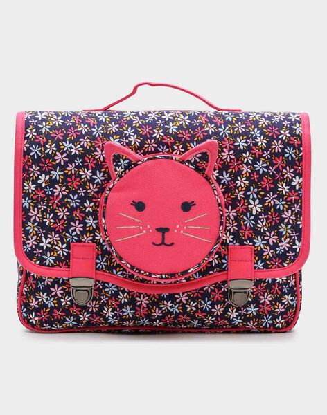 Cartable Chat Imprime Fleuri Marine Fille Cartable Chat Imprime Fleuri Marine Fille