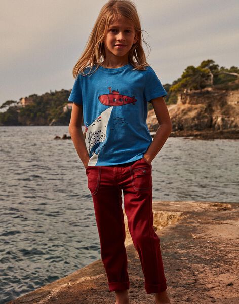 T-shirt bleu phosphorescent FOSSAGE / 23E3PGC2TMC201
