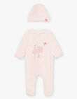 Grenouillère en velours et bonnet assorti rose bébé fille DONA_B / 22H0NF12GRE307