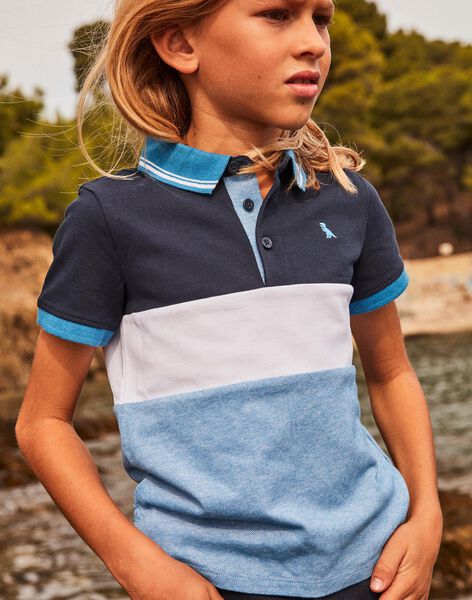 Polo tricolore à broderie dinosaure FRIPLAGE2 / 23E3PGC1POL201