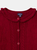 Cardigan rouge à col volant Fille NOMALETTE / 25H2PFP2CAR050