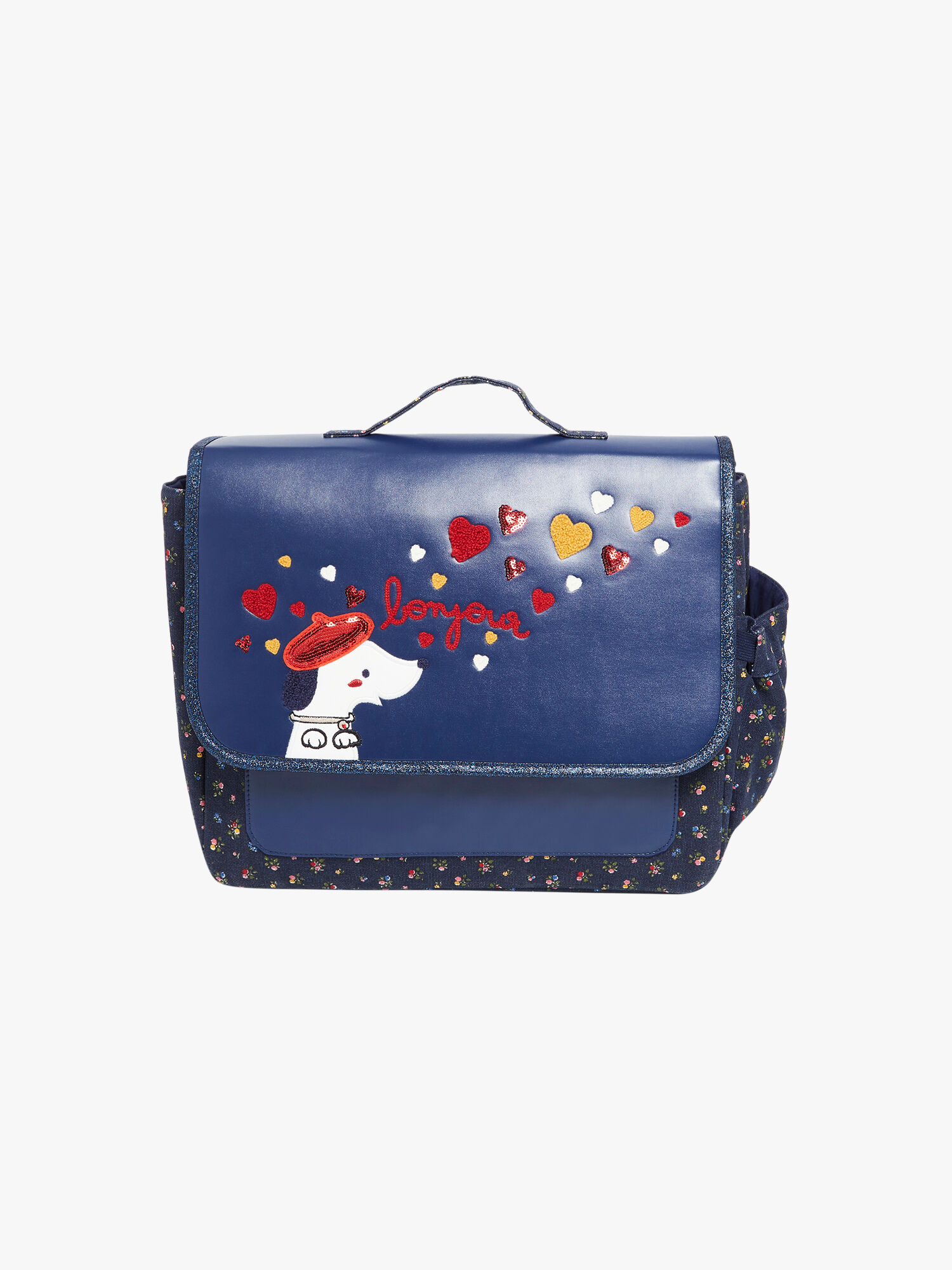 Cartable en canvas imprim fleuri marine