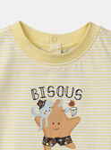 T-shirt en jersey écru et orange à imprimé à rayures et à motifs animaux marins pastels KAYVAN / 24E1BGS1TEEB116