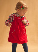 Chasuble rouge en velours à broderies fleurs et pommes Bébé Fille NAGULIA / 25H1BFM1CHS050