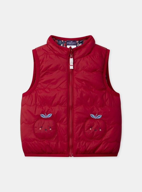 Doudoune sans manches réversible rouge ou imprimé fleurs et pommes Bébé Fille NAGRETA / 25H1BFM1D3E050