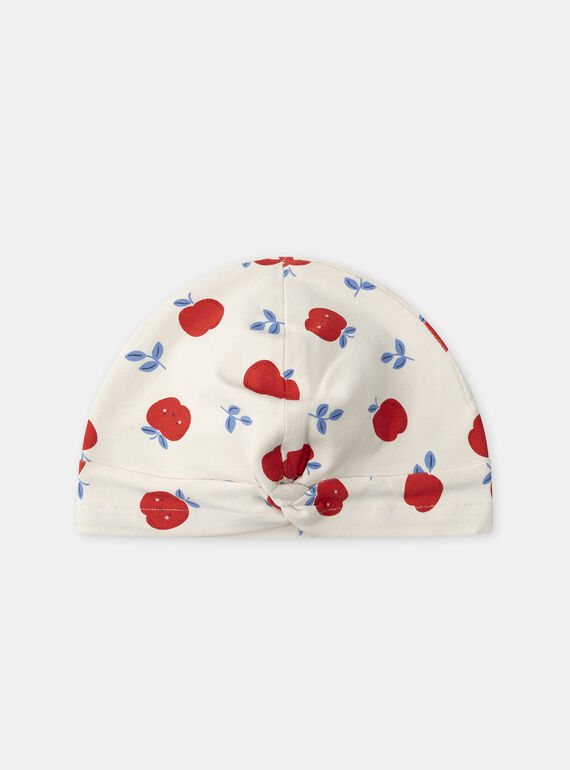 Bonnet écru imprimé pommes Bébé Fille NIMELINA / 25H4BFE1BON002