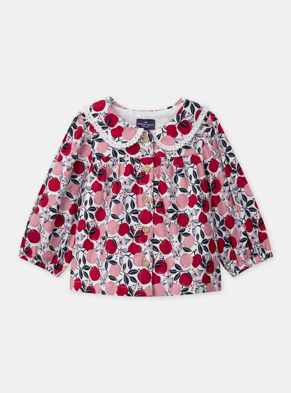 Blouse imprimé fleuri et pommes à col claudine dentellé Bébé Fille NAGEORGIA / 25H1BFM1CHE001