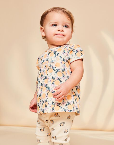 Blouse vanille en satin à fruits FAPENNY / 23E1BFO1CHE114