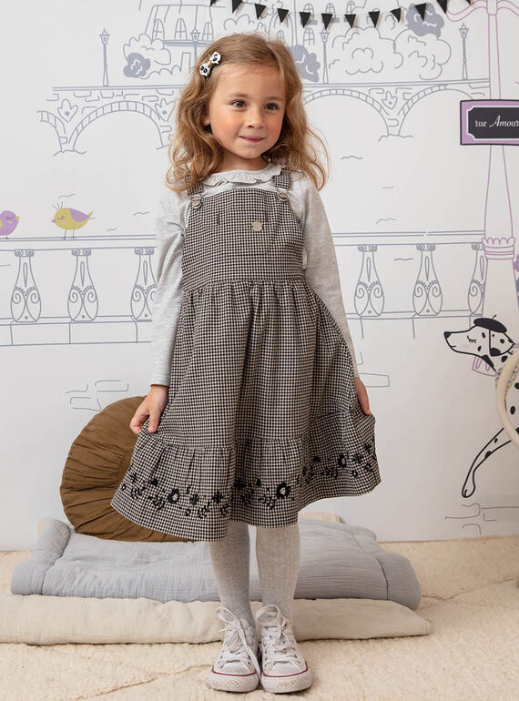 Robe salopette fluide vichy enfant fille BECHAETTE / 21H2PF21CHS090