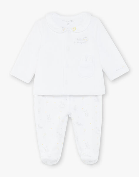 Ensemble Veste Et Pantalon En Velours Blanc Bebe Mixte Combinaison Et Ensemble Naissance Sergentmajor