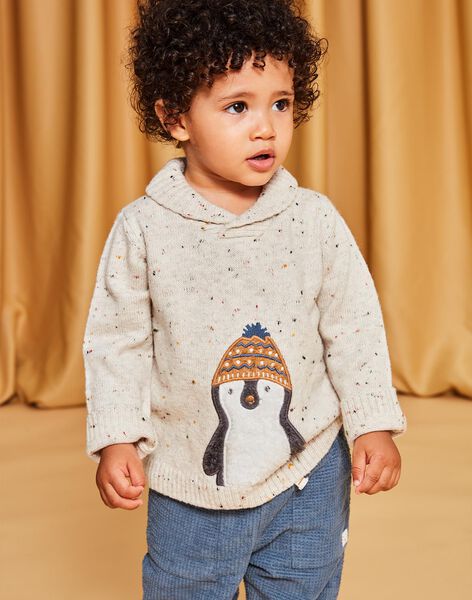 Pull beige en tricot fantaisie chiné DASALOUIS / 22H1BGY1PULA010