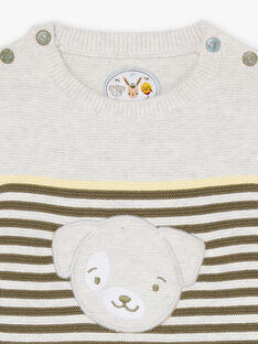 Pull tricot à rayures et motif chiot bébé garçon CACOLIN / 22E1BGB1PUL001