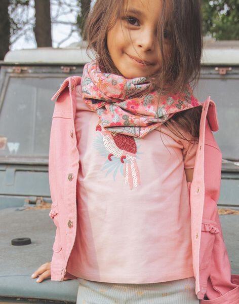 Snood vieux rose à fleurs FISNOUETTE / 23E4PFD1SNOD318