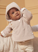 Veste de naissance à capuche beige en velours LOAC / 24H0CM11VES007