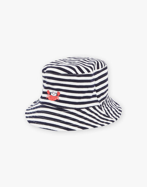 Bob réversible avec denim bleu et rayures bleu marine FAKIMO / 23E4BGC1CHAP269