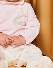 Grenouillère rose chiné et écrue en velours DEBICHE / 22H5BF23GRED314