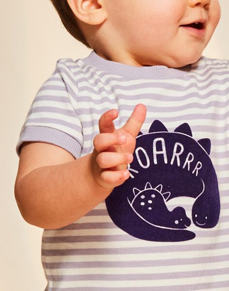 T-shirt lilas manches courtes à rayures FAOCTAVE / 23E1BGO1TMCH700