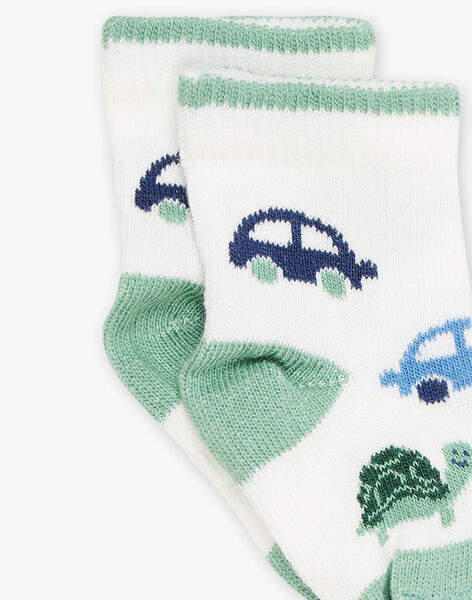 Chaussettes écrues avec jacquard tortue et voitures FAMICHOU / 23E4BGN2SOQ001