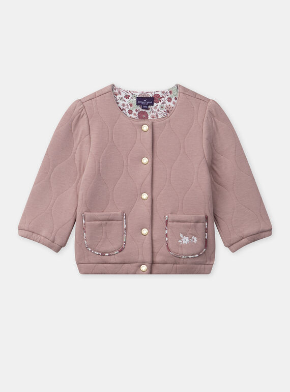 Cardigan rose pâle matelassé Bébé Fille NAEVELINE / 25H1BFL1CAR303