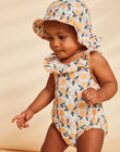 Maillot de bain 1 pièce orange et bleu à imprimé clémentines FITERESE / 23E4BFM1MAI114