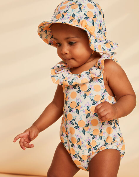 Maillot de bain 1 pièce orange et bleu à imprimé clémentines FITERESE / 23E4BFM1MAI114