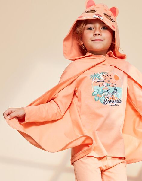Pyjama deux pièces orange pâle en coton avec cape tête de panthère FLOPOETTE 1 / 23E5PF43PYTE402