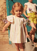 Ensemble robe et bloomer écru à imprimé à rayures en popeline LAALBERTINE / 24H1BFI2ROB001