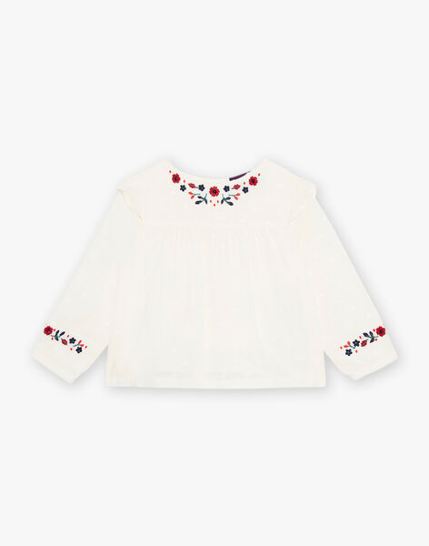 Blouse en voile de coton à broderies fleuries DAORELIA / 22H1BFX1CHE001