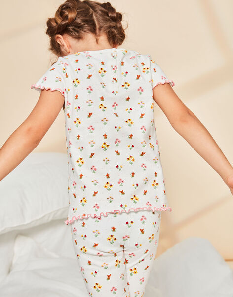 Pyjama écru à imprimé fleurs et renards FLOROETTE / 23E5PF34PYJ001