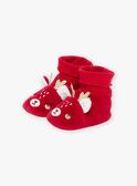 Chaussons rouges en velours à animation 3D rennes de Noël 